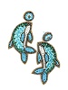 Initial Styles WAM Seed Bead Earrings - Blue Dolphin Fish