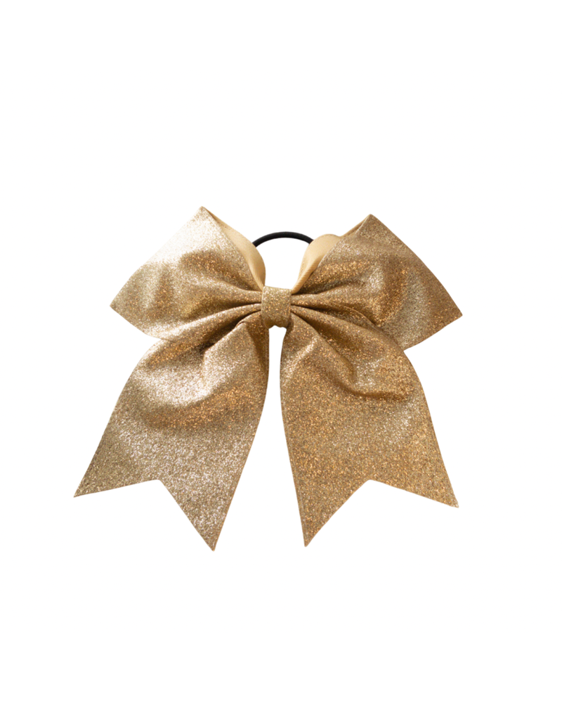 Initial Styles Kids Hair Bow 7" - Gold Glitter