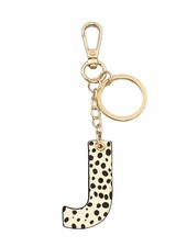 Golden Stella Leopard Print Initial Key Chain