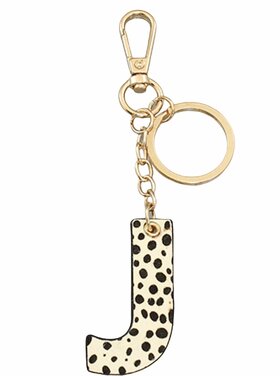 Leopard Print Initial Key Chain