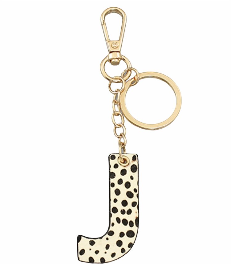 Leopard Print Initial Key Chain