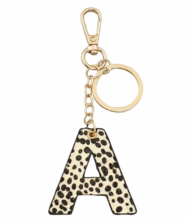 Leopard Print Initial Key Chain