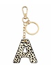 Golden Stella Leopard Print Initial Key Chain