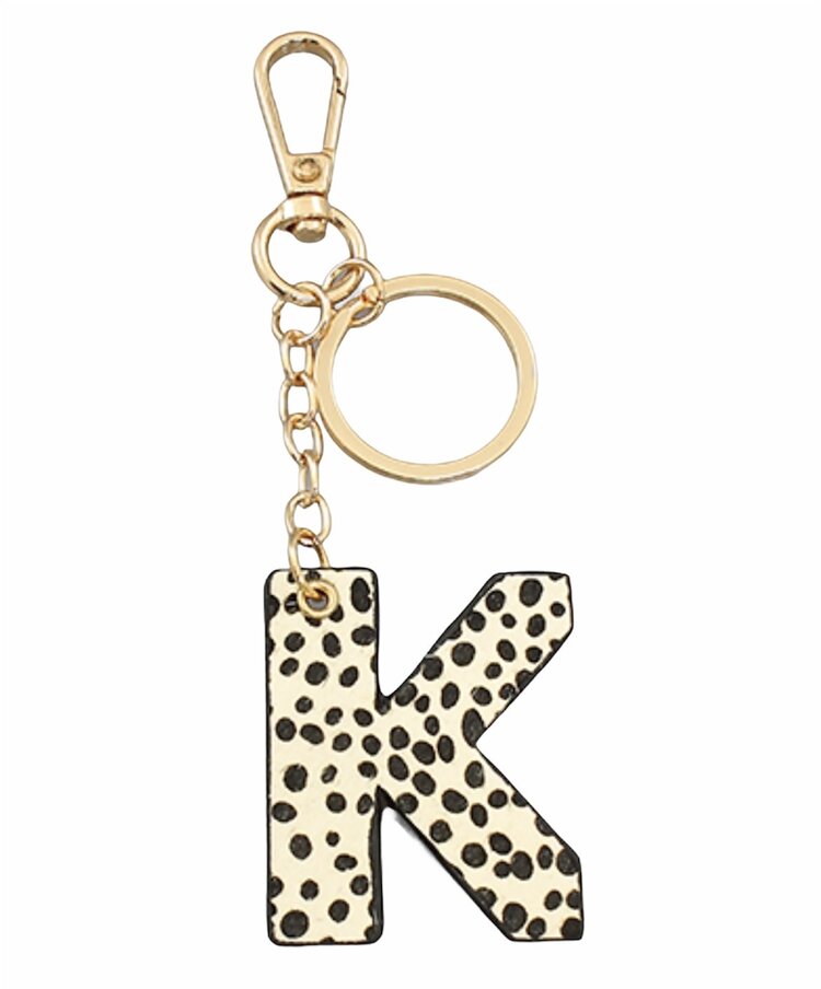 Leopard Print Initial Key Chain