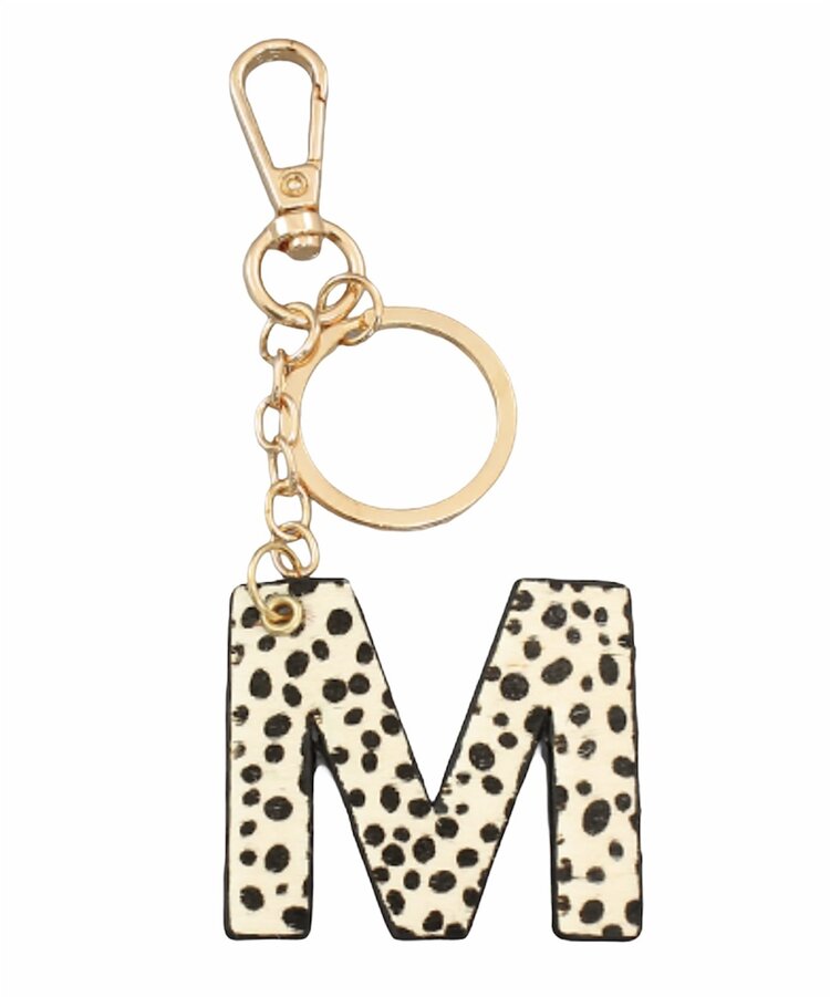 Leopard Print Initial Key Chain