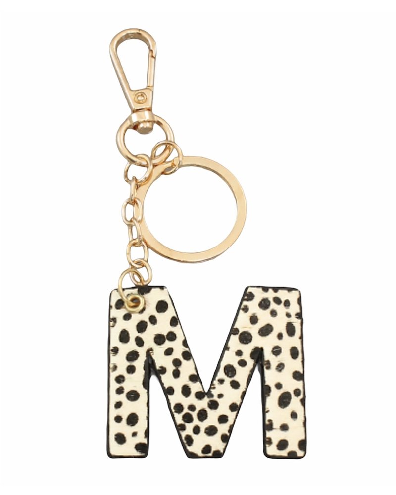 Golden Stella Leopard Print Initial Key Chain