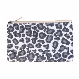 Leopard Print Jute Cosmetic Bag