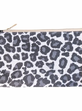 Leopard Print Jute Cosmetic Bag