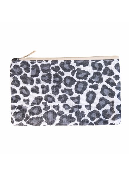 ROYAL STANDARD Leopard Print Jute Cosmetic Bag