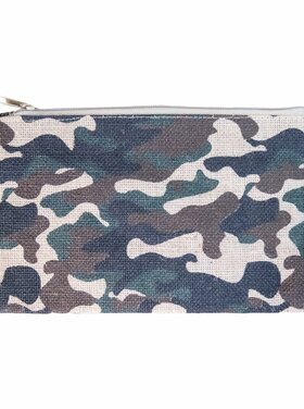 Green Camo Jute Cosmetic Bag