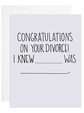 9th Letter Press Greeting Card - Congratulations On Your Divorce