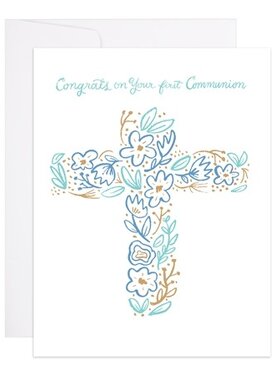 Blue Cross First Communion Greeting Card