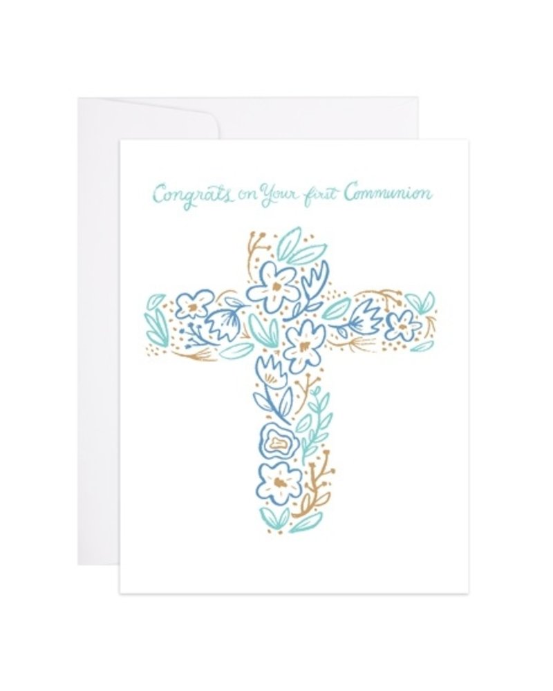 9th Letter Press Greeting Card - Blue Cross First Communion