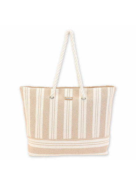 Linear Beach With Initials Jute Beach Tote Bag