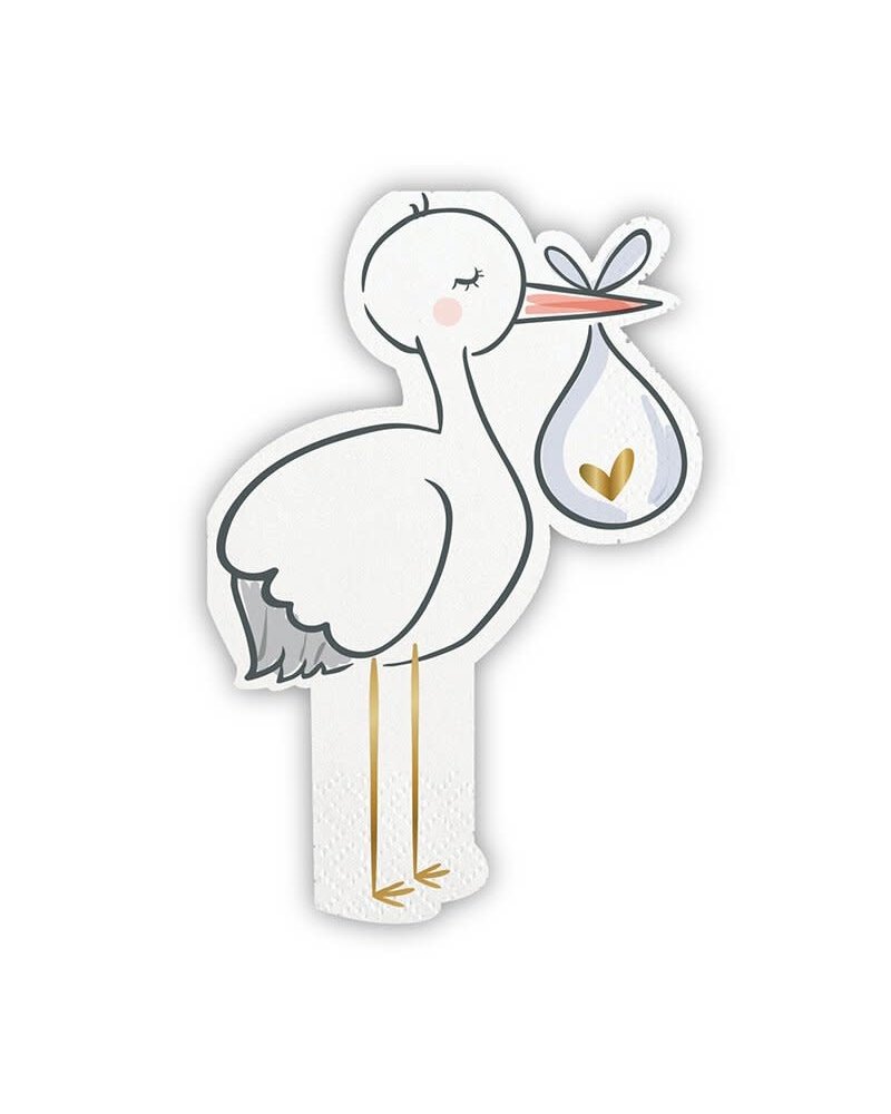 Slant Slant Diecut Cocktail Napkins - Baby Stork