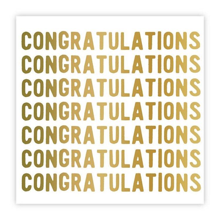 Slant Cocktail Napkins - Gold Congratulations