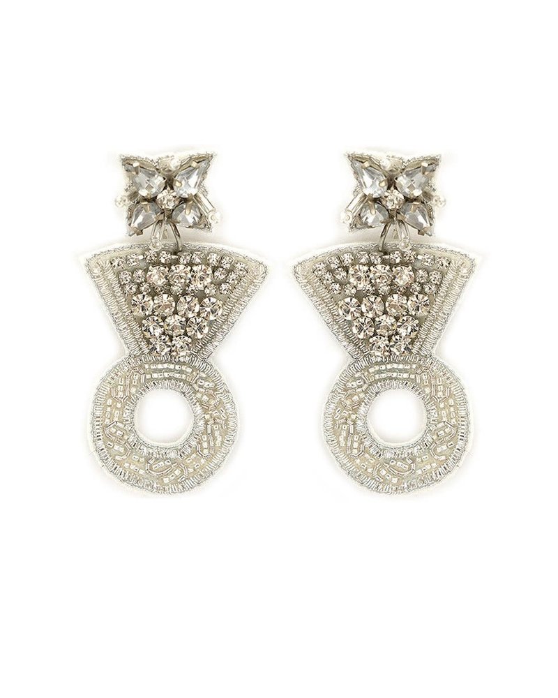 Initial Styles Seed Bead Earrings - Diamond Ring