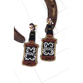 Whiskey Bottle Seed Bead Earrings