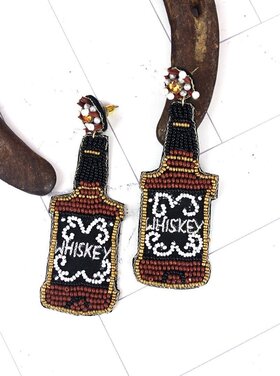 Whiskey Bottle Seed Bead Earrings