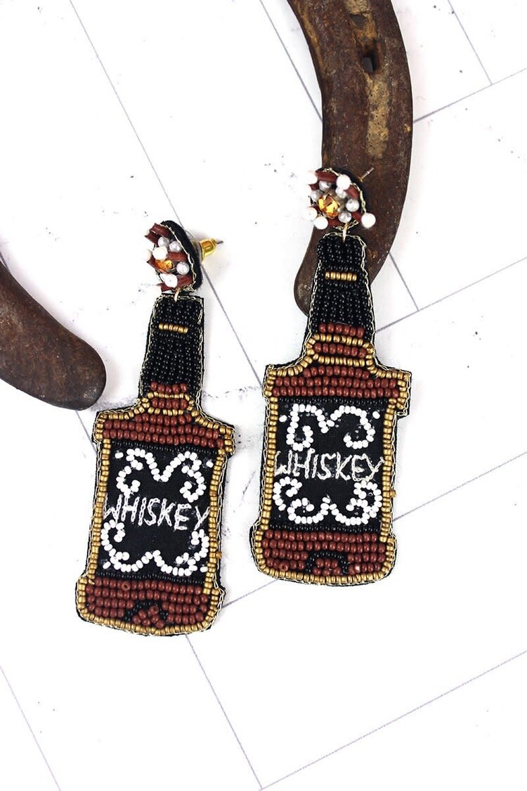 Seed Bead Earrings - Whiskey Bottle