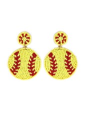 Initial Styles Softball Beaded Earrings