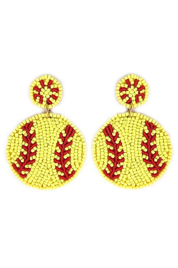 Seed Bead Earrings - Softball