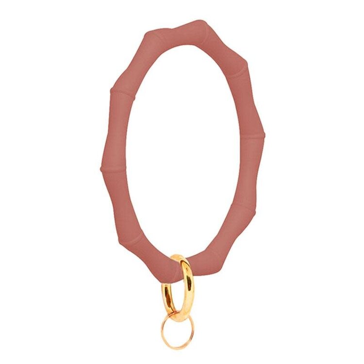 Round Silicone Bamboo Keychains