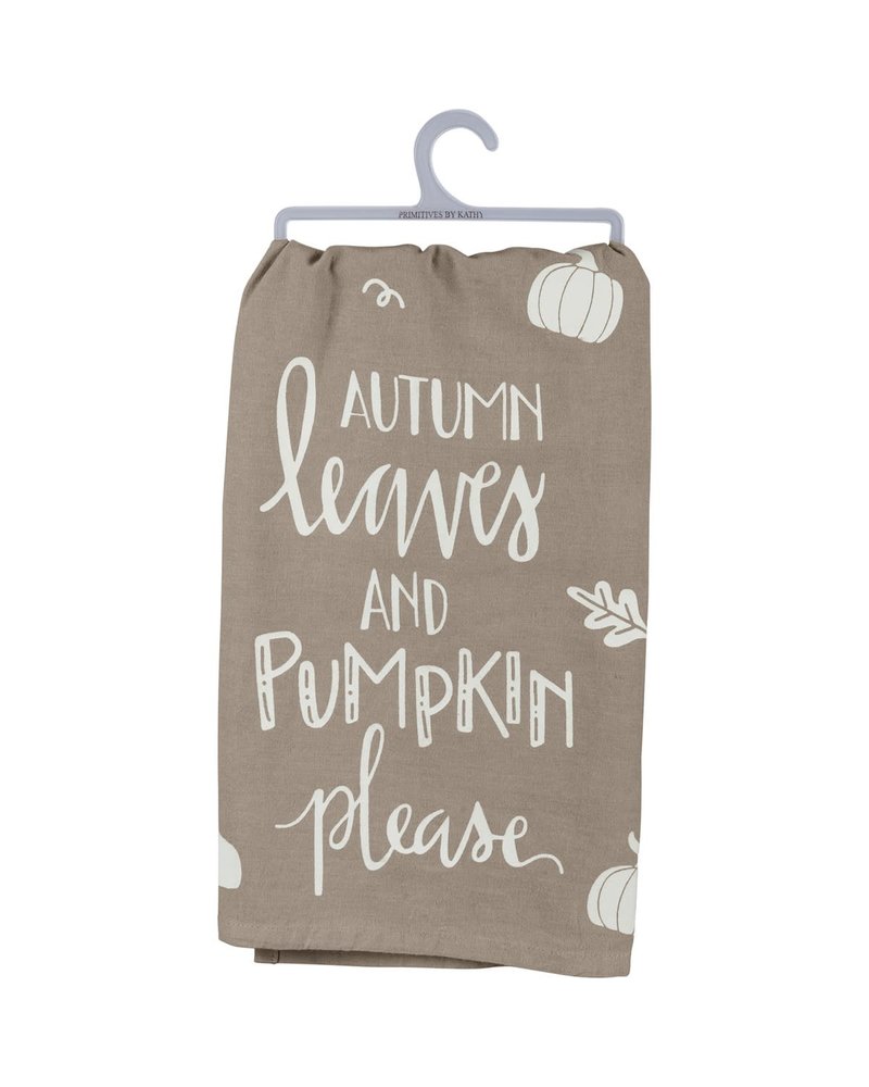 Primitives By Kathy Tea Towel - Autumn Leaves And Pumpkin Please