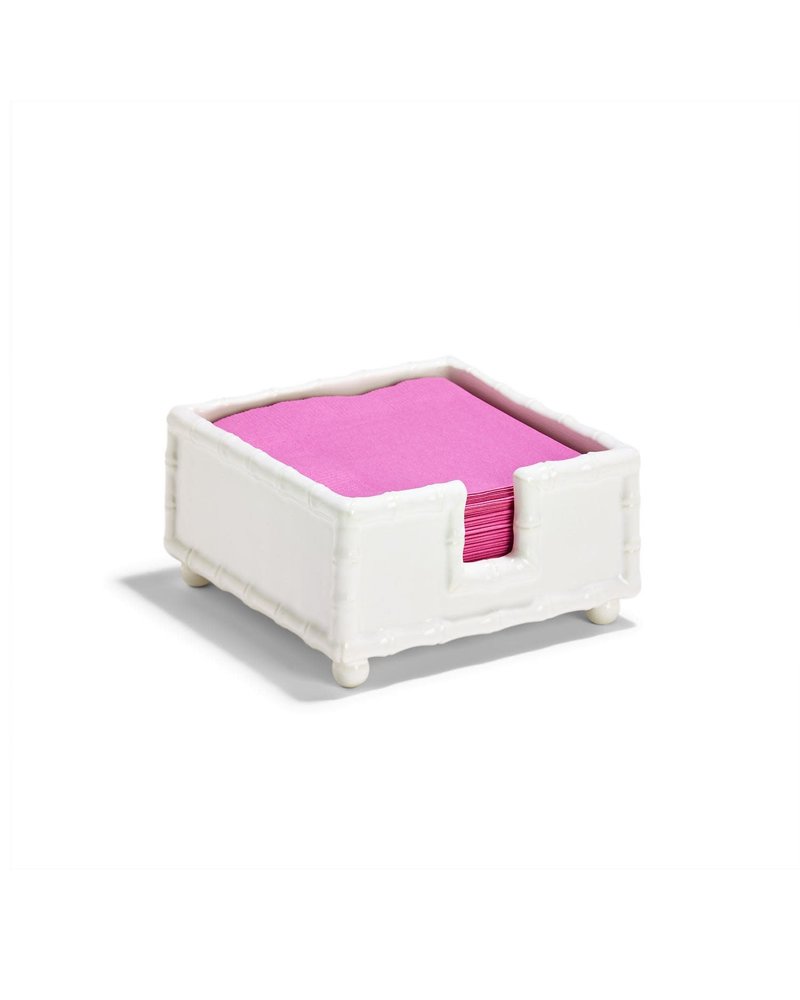 Two's Company Two's Company White Bamboo Cocktail Napkin Holder Caddy