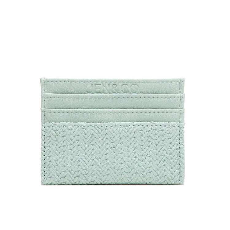 Jen & Co. Jen & Co. Multi Slotted Card Holder - Seafoam & Rattan