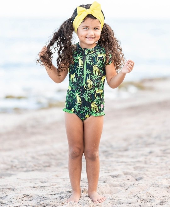 Ruffle Butts Rash Guard Bikini in Safari at Initial Styles