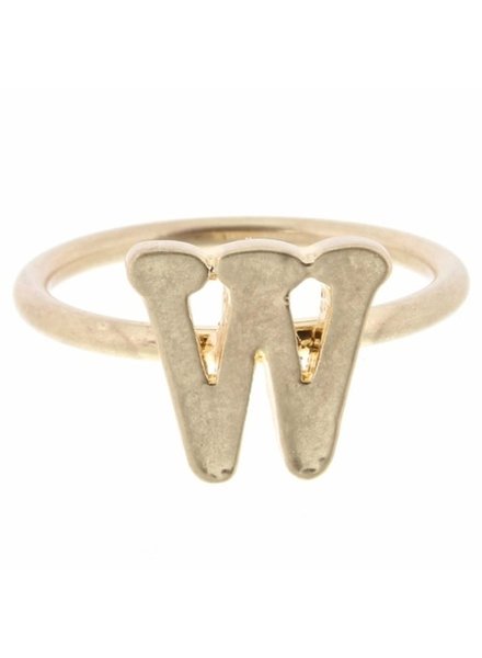 Jane Marie Worn Gold Initial Block Ring - Pick Your Letter