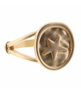 Jane Marie Wavy Oval Star Gold Ring