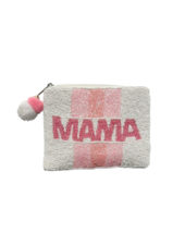 LC Designs Mama Pink Stripe Beaded Pouch
