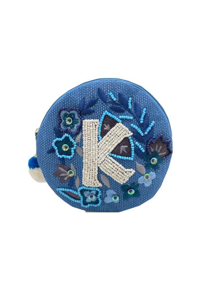 LC Designs K Round Beaded Initial Pouch