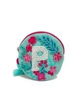 LC Designs P Round Beaded Initial Pouch