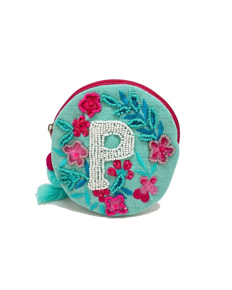 LC Designs LCD Round Beaded Initial Pouch - P