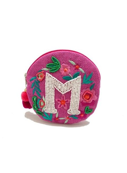 LC Designs M Round Beaded Initial Pouch