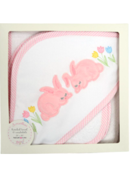 3 Marthas Pink Bunny Hooded Towel