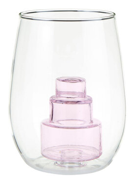 Slant Stemless Wine Glass - Wedding Cake Figurine