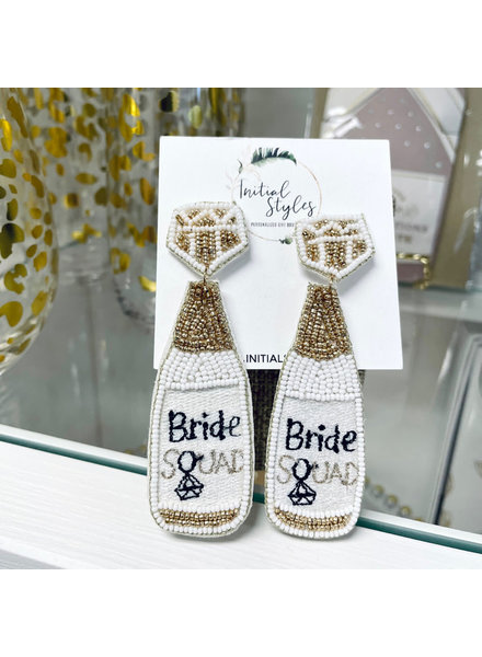 Initial Styles Bride Squad Champagne Earrings