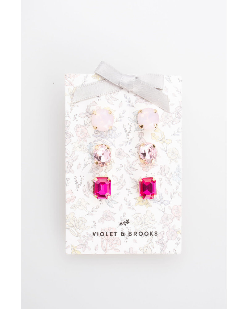 Violet & Brooks Violet & Brooks Crystal Earring Trio - Pink