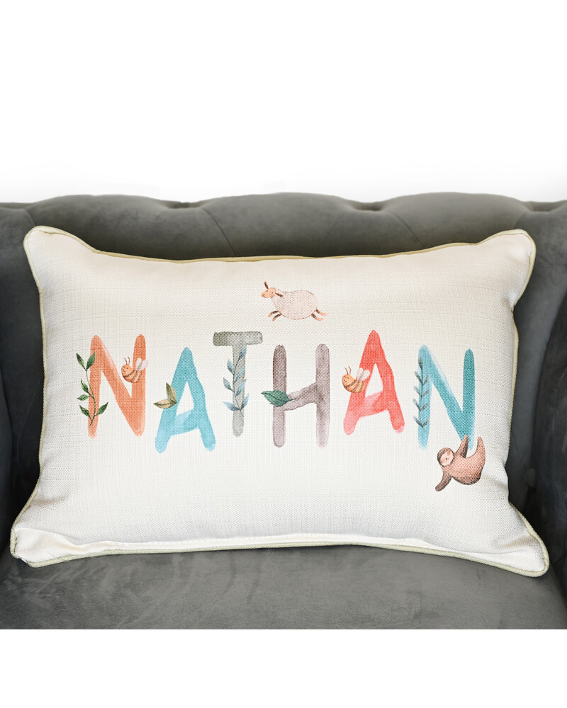 Initial Styles Woodland Name Pillow