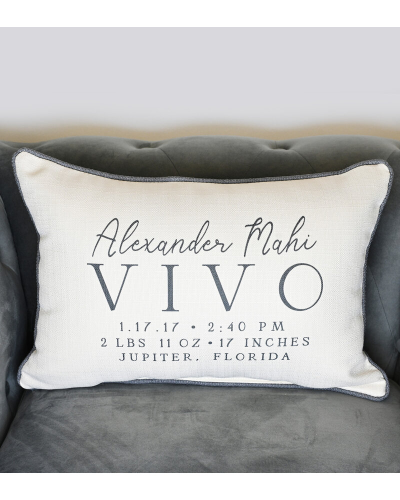 Initial Styles Personalized Baby Birth Announcement Pillow