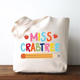 Canvas Teacher Name Tote