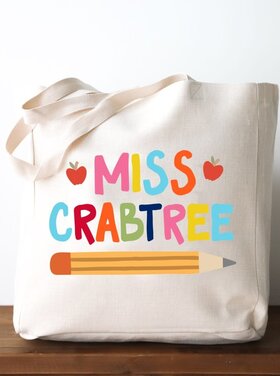 Canvas Teacher Name Tote