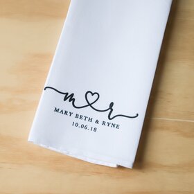 Personalized Script Heart Tea Towel