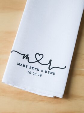 Personalized Script Heart Tea Towel