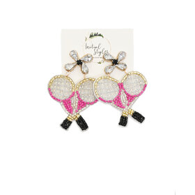 Pink Tennis Racket Earrings