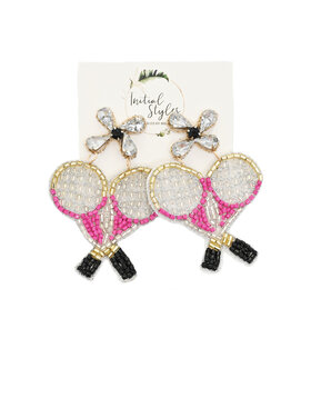 Pink Tennis Racket Earrings